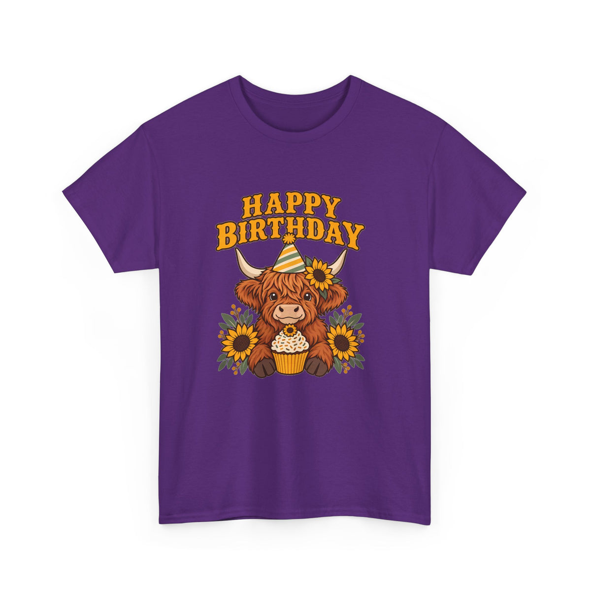 Highland Cow Happy Birthday Tee