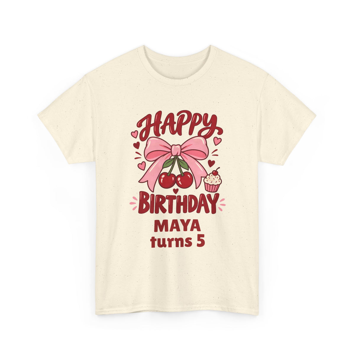 Personalized Cherry Bow Birthday Shirt – Add Name & Age