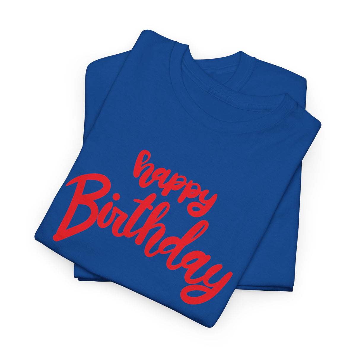 Happy Birthday Script & Cake Tee – Front & Back