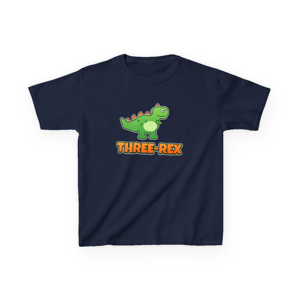 Three-Rex Dino 3rd Birthday shirt – kids Gildan tee by Happywear