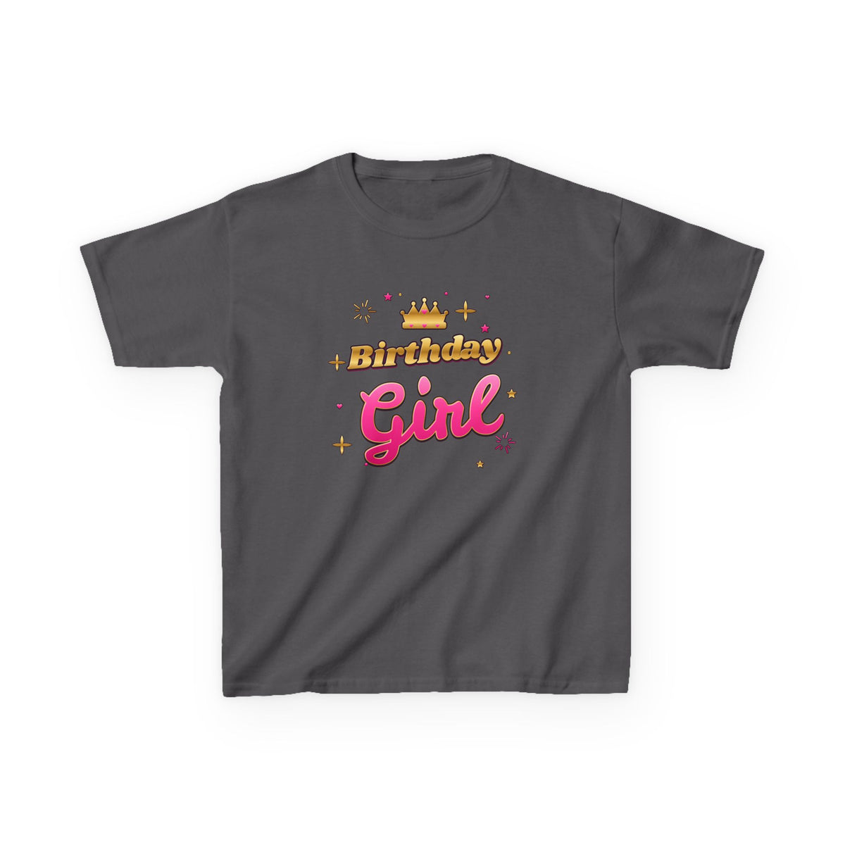Birthday Girl Pink & Gold Crown birthday shirt – kids Gildan tee by Happywear