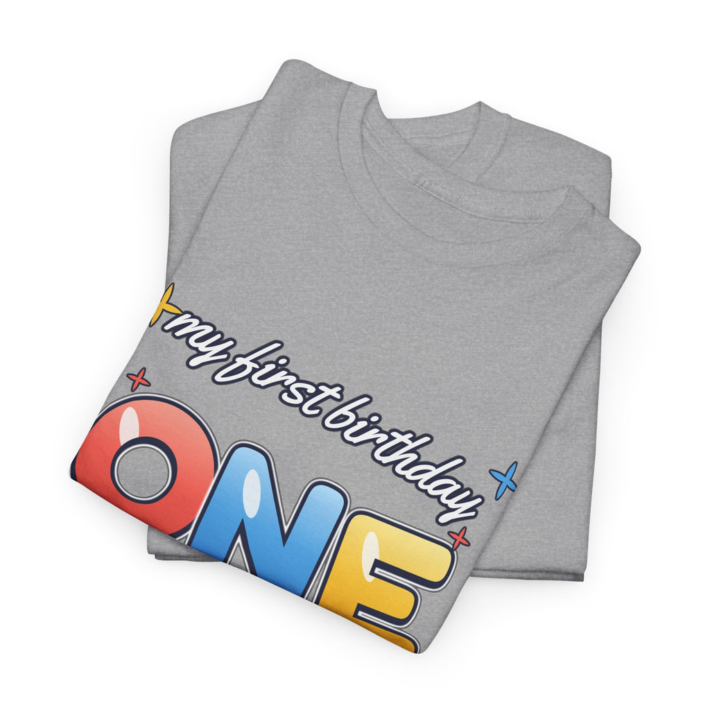 ONE First Birthday Balloon birthday shirt – Gildan tee by Happywear