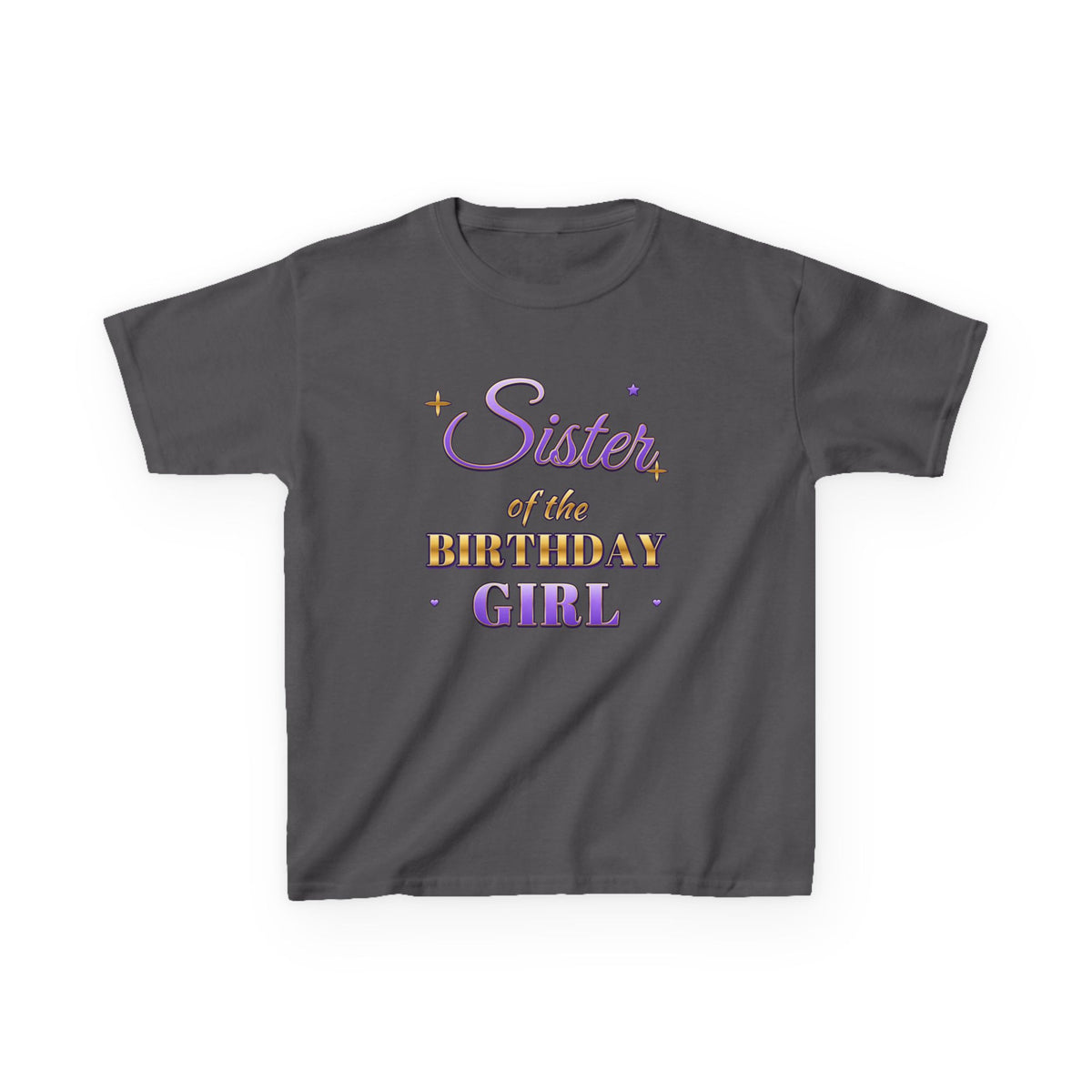 Sister of the Birthday Girl Lavender & Gold birthday shirt – kids Gildan tee by Happywear