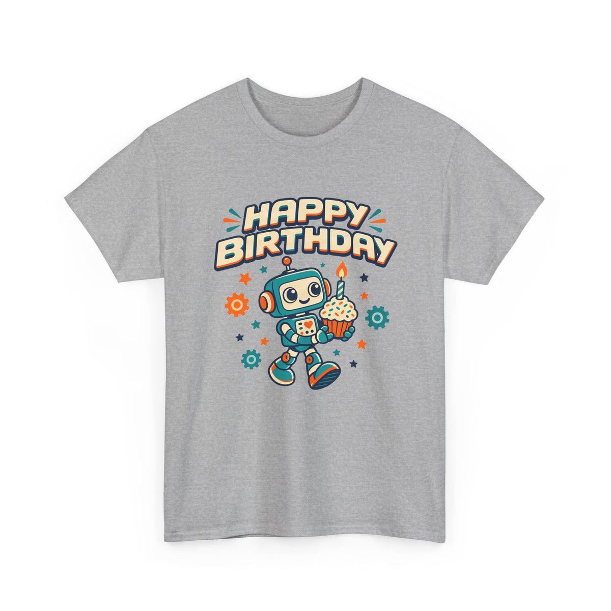 Retro Robot Happy Birthday shirt – Gildan tee by Happywear