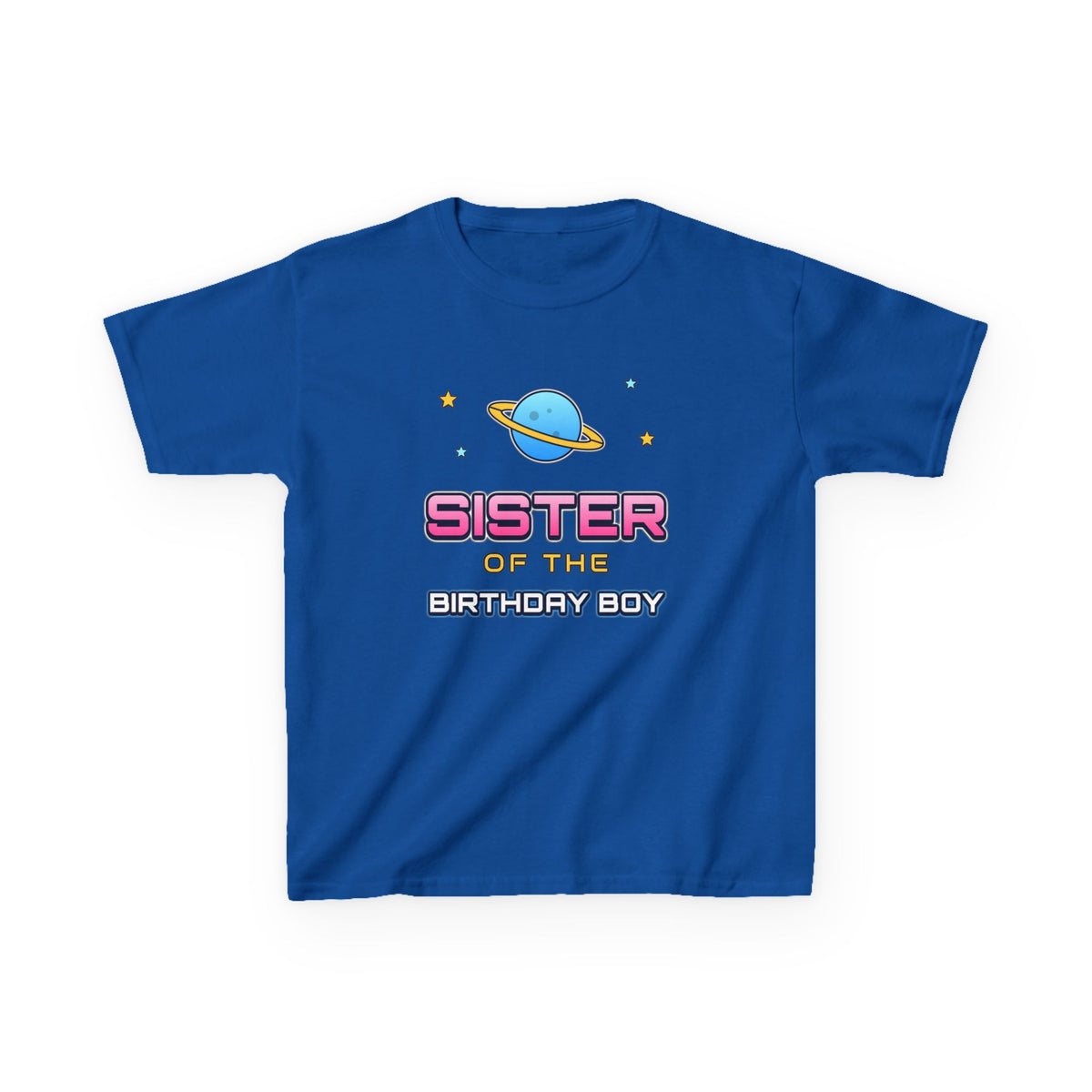 Sister of the Birthday Boy Space birthday shirt – kids Gildan tee by Happywear