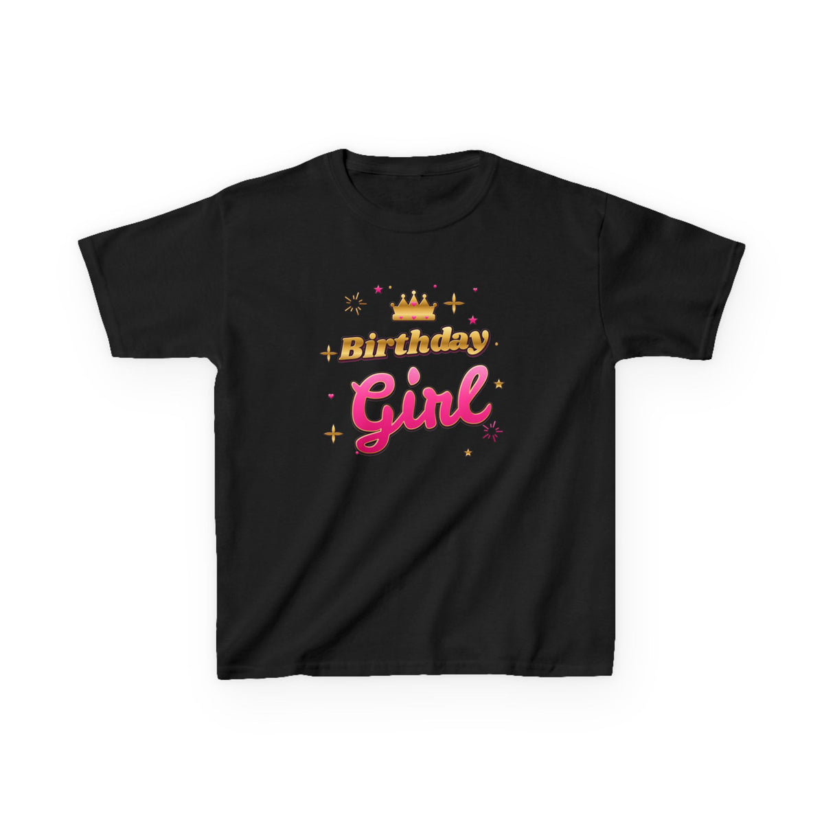 Birthday Girl Pink & Gold Crown birthday shirt – kids Gildan tee by Happywear
